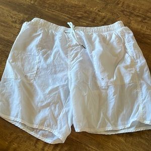Never worn mens white swim trunks. Size large.